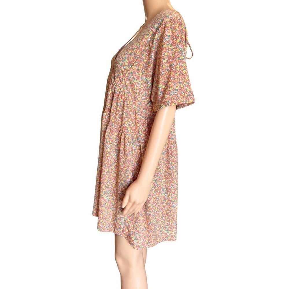Petal & Pup Babydoll Floral A-Line Mini Dress S/M Orange Ruffle Summer Boho - Picture 4 of 6